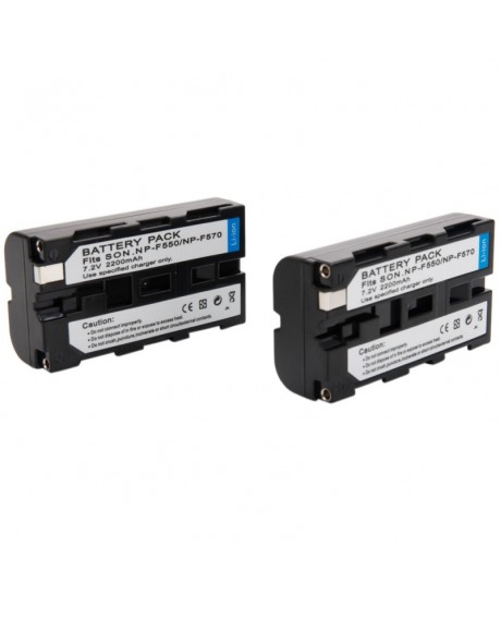 2pcs 7.2V 2100mAh Li-ion Batteries + Charger for Sony NP-F550 Black