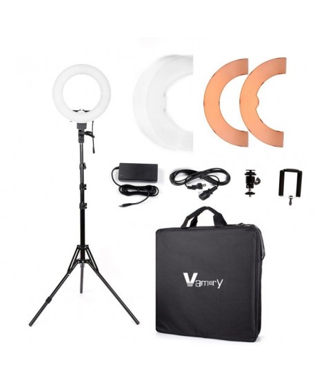Vamery 12" LED Ring Lights and 2m Light Stands US Standard Silver