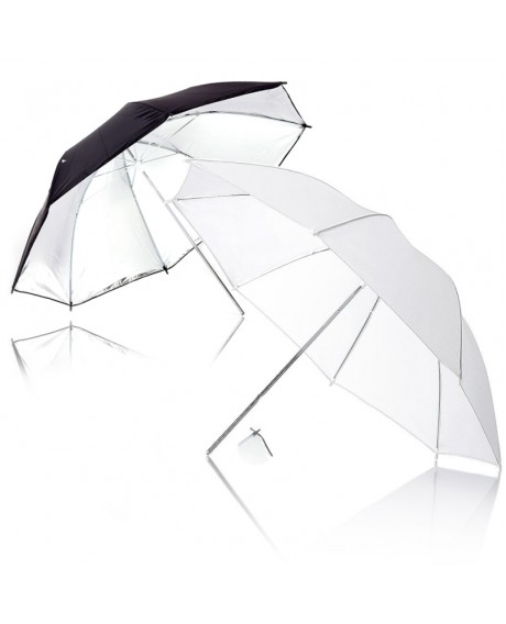 Kshioe Spiral Shape 45W Three Lights 33" White Umbrellas 33" Silver Black Umbrellas Three Holders Set US plug White & Black