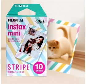 10 Sheets Fujifilm Instax Mini Instant Color Film Stripe Pattern Photo Papers for Polaroid Mini 7s 8 25 50s 90