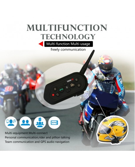 E6 Cascos Inalambrico Bluetooth Motorcycle Intercom Helmet VOX AUX Música GPS Handsfree Communication