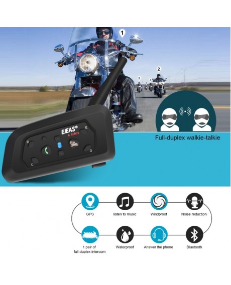 2pcs V6 Pro Motorcycle Intercom Bluetooth Helmet Headset With Microphone 1200m GPS Moto KTM For 6 Riders