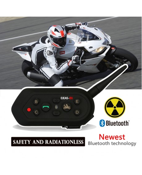 2pcs E6 Cascos Inalambrico Bluetooth Motorcycle Intercom Helmet VOX AUX Música GPS Handsfree Communication