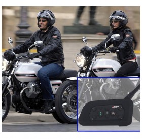 V6 Helmet Intercom 6 Riders 1200M Motorcycle Bluetooth Intercom Headset Walkie Talkie Helmet Black
