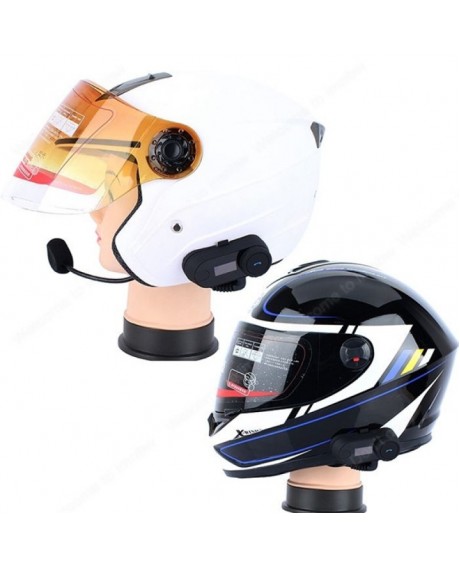 T-COM 800M LCD Motorcycle Helmet Intercom Stereo Headset with Bluetooth FM MP3 Function Black
