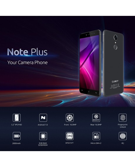 CUBOT Note Plus Fingerprint 4G FDD-LTE 5.2