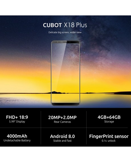 CUBOT X18 Plus 4G Smartphone Android 8.0 5.99-inch FHD+ 4GB+64GB