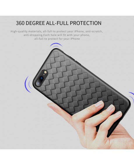 WSKEN Weaving Protective Phone Case for iPhone 7 8 Plus Braided Ventilated Phone Shell Durable TPU Cover Shock-proof Scratch-proof