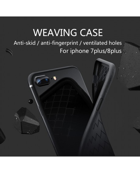 WSKEN Weaving Protective Phone Case for iPhone 7 8 Plus Braided Ventilated Phone Shell Durable TPU Cover Shock-proof Scratch-proof