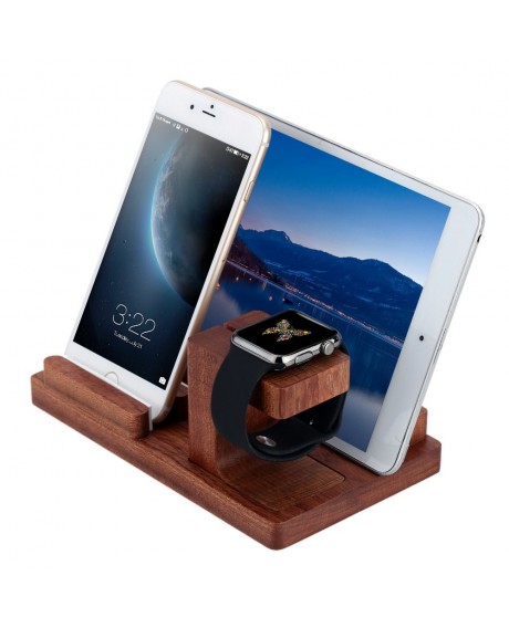 KKmoon All in 1 Bamboo Charging Stand Holder for Apple Watch iWatch 38mm 42mm All Edition for iPhone 6 6 Plus 5S 5C 5 Samsung Galaxy S6 S6 edge HTC Smartphone for iPad Tablets Pen Stand Eco-friendly Material Stylish Anti-skid Lightweight Portable Durable