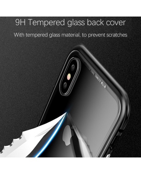 Metal-rimmed Mobile Phone Case Hardened Glass Magnetic Adsorption Protection Smartphone Cover Bumper Luxury Aluminum Frame Cases for Iphone 8P