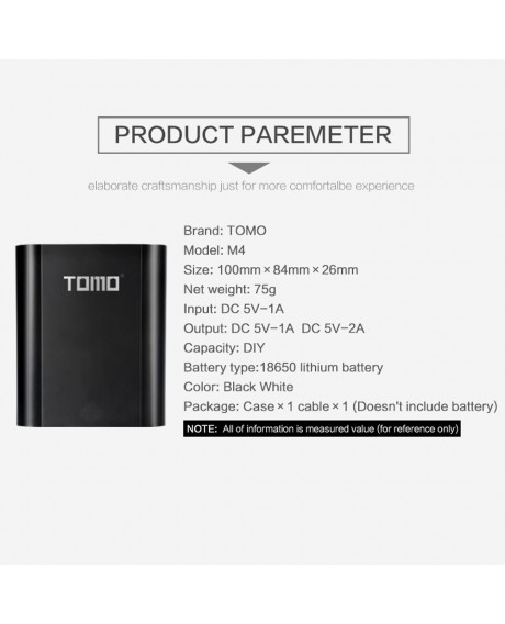 TOMO M4 Battery Charger 4*18650 Power Bank External USB Charger with Intelligent LCD Display for iPhone X Samsung S8 Note 8