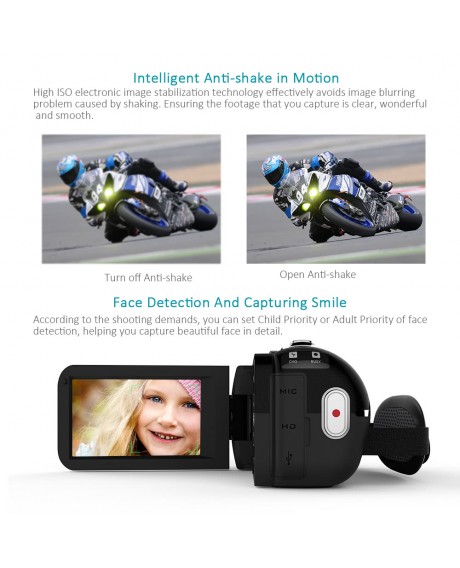 Andoer HDV-Z20 1080P Full HD 24MP WiFi Digital Video Camera Camcorder with External Microphone 3.0