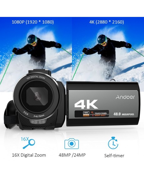 Andoer 4K 48MP WiFi Digital Video Camera