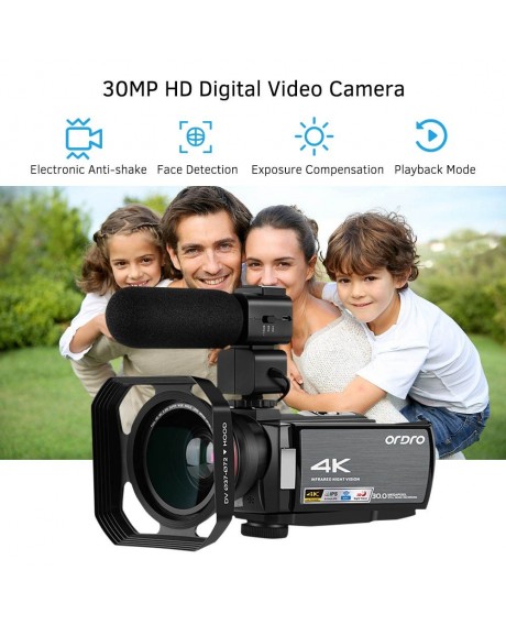 ORDRO HDV-AE8 4K WiFi Digital Video Camera Camcorder DV Recorder
