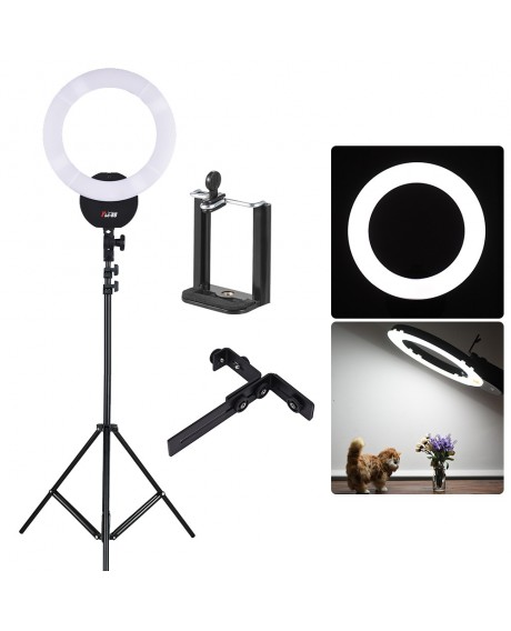 FalconEyes FLC-55 16 Inch Fluorescent Video Ring Light Lamp 55W 5600K Studio Portrait Photography Lighting with White Filter  +  2m / 6.6ft Photo Studio Light Stand with 1/4