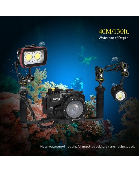 Sea frogs SL-21 LED Diving Light Underwater Photography Fill-in Lamp 2pcs LEDs Aluminum Alloy 40M Waterproof IPX8 with White(Strong-Low-SOS)/ Red/ Blue Lights Max. 3500LM