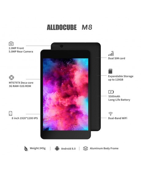 ALLDOCUBE M8 Tablet 4G LTE Dual SIM Card Phablet Phone MTK X27(MT6797X)