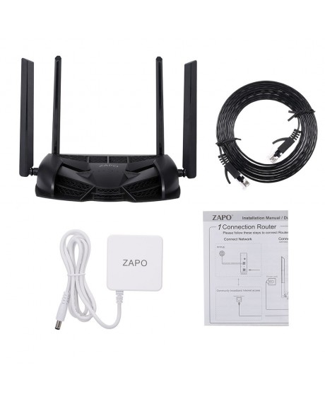 ZAPO Z-1200 1200M 2.4G 5G Dual Frequency Wireless Game Router USB Storage Signal Encryption WiFi Router EU Plug