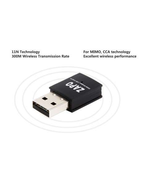 ZAPO W77 300M Wireless Network Card Portable USB Wifi Dongle WiFi Adapter for Windows XP/Vista/Win7/8/10/Linux