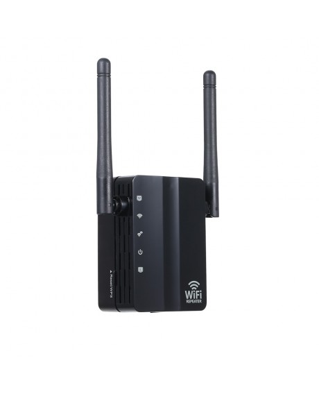 WiFi Repeater Wireless 300Mbps Router AP Mode WiFi Extender 2.4G Wireless Repeater (Black)